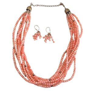 Jay King Angel Skin Coral Multi-strand Necklace and Earrings Set DTR 925